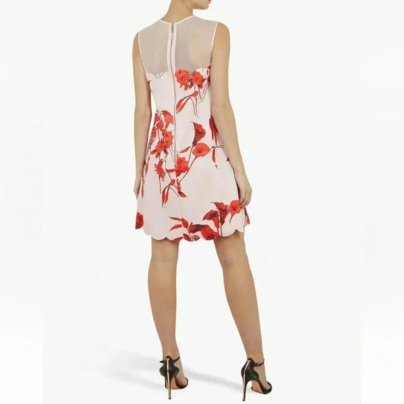 Ted Baker Pink Jaazmin Fantasia Scallop Mini Dress size 3 - Picture 3 of 16